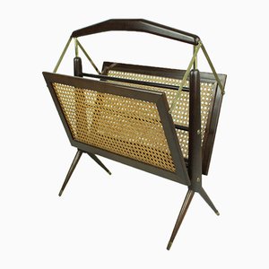 Mid-Century Wicker Magazine Rack, 1960s-ZWH-707830