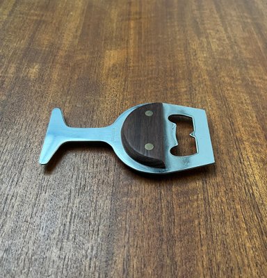 Mid-Century Wine Glass-Shaped Bottle Opener in Metal and Wood, 1960s-UAH-1811330