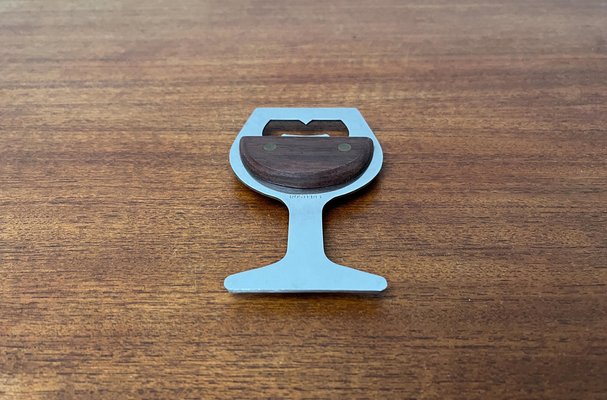 Mid-Century Wine Glass-Shaped Bottle Opener in Metal and Wood, 1960s-UAH-1811330