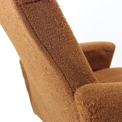 Mid-Century Wing Swivel Chair in Brown Fabric, Former Czechoslovakia, 1960s-UL-1546502