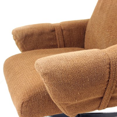 Mid-Century Wing Swivel Chair in Brown Fabric, Former Czechoslovakia, 1960s-UL-1546502