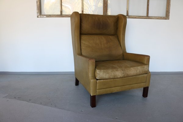 Mid-Century Wingback Chair in Leather by Georg Thams, 1960s-FUP-1340490