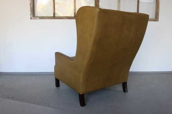 Mid-Century Wingback Chair in Leather by Georg Thams, 1960s-FUP-1340490