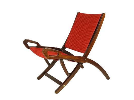 Mid-Century Wood and Fabric Folding Chair by Gio Ponti for Reguitti, 1950s-RD-1819362