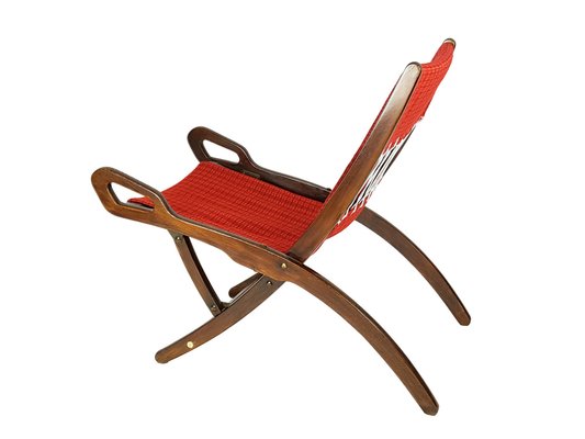 Mid-Century Wood and Fabric Folding Chair by Gio Ponti for Reguitti, 1950s-RD-1819362