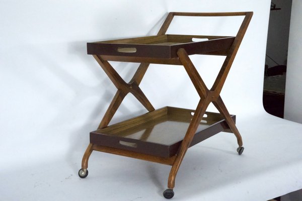 Mid-Century Wood and Formica Bar Cart in the style of Angelo Ostuni, Italy, 1950s-OT-2027836