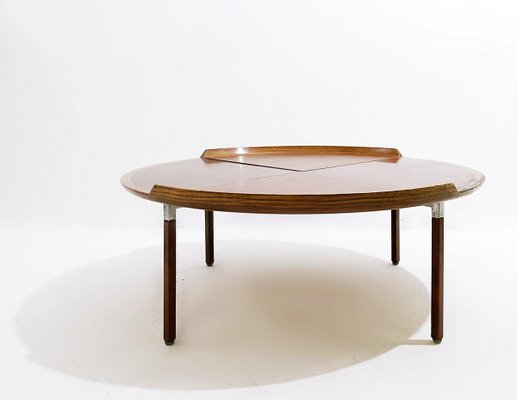 Mid-Century Wood and Leather Coffee Table-NYF-2024144