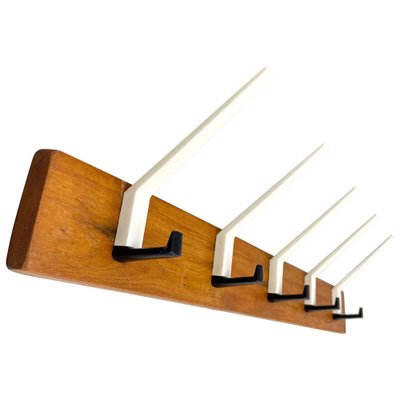 Mid-Century Wood and Plastic Wall Coat Rack, 1970s-TZ-1757300