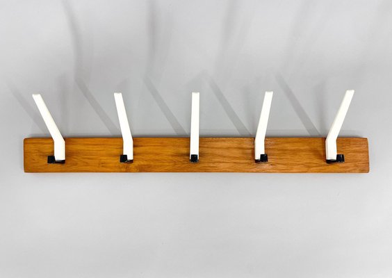 Mid-Century Wood and Plastic Wall Coat Rack, 1970s-TZ-1757300