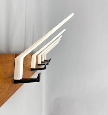 Mid-Century Wood and Plastic Wall Coat Rack, 1970s-TZ-1757300