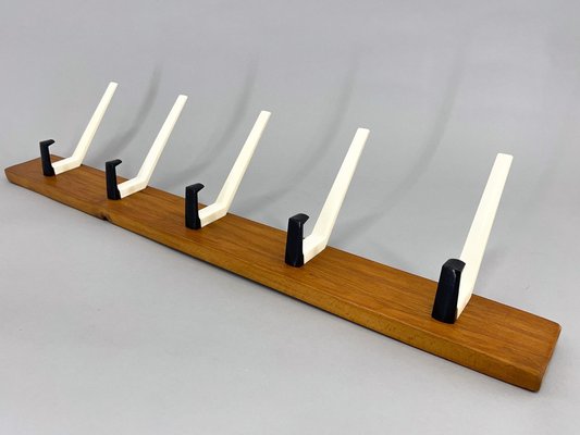 Mid-Century Wood and Plastic Wall Coat Rack, 1970s-TZ-1757300