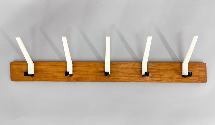 Mid-Century Wood and Plastic Wall Coat Rack, 1970s-TZ-1757300