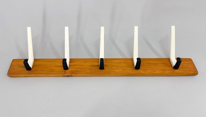 Mid-Century Wood and Plastic Wall Coat Rack, 1970s-TZ-1757300