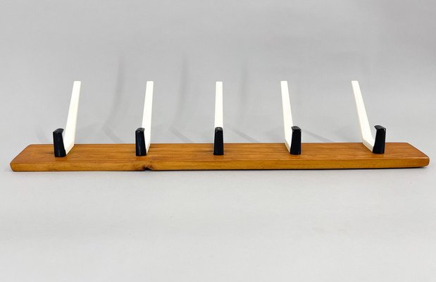 Mid-Century Wood and Plastic Wall Coat Rack, 1970s-TZ-1757300