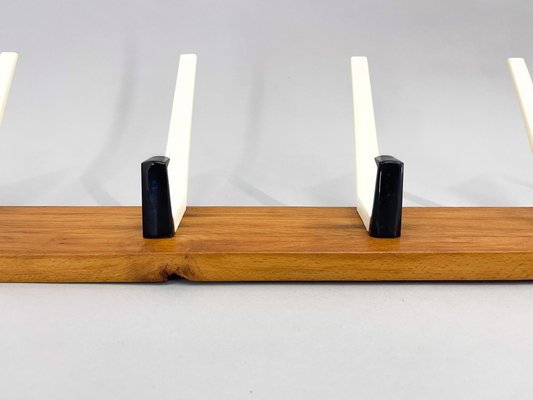 Mid-Century Wood and Plastic Wall Coat Rack, 1970s-TZ-1757300