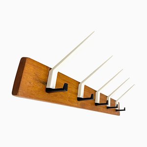 Mid-Century Wood and Plastic Wall Coat Rack, 1970s-TZ-1757300