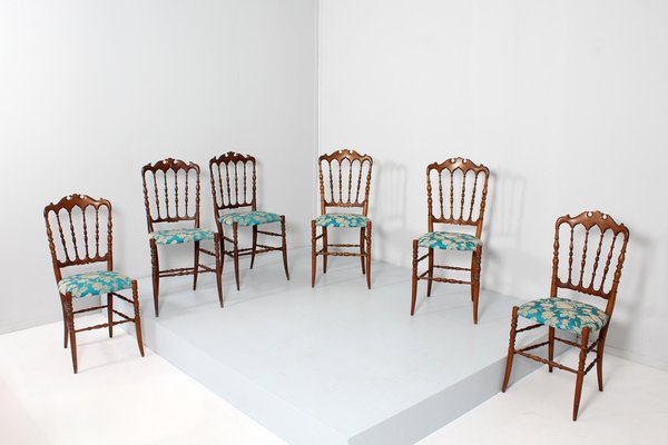 Mid-Century Wood Chairs attributed to Guiseppe Gaetano Descalzi for Fratelli Levaggi, Italy, 1950s, Set of 6-KVF-1789594