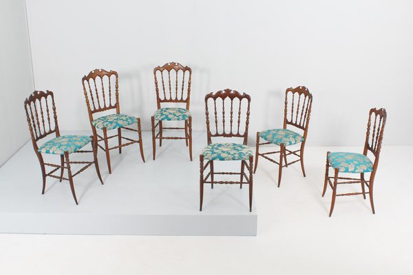 Mid-Century Wood Chairs attributed to Guiseppe Gaetano Descalzi for Fratelli Levaggi, Italy, 1950s, Set of 6-KVF-1789594