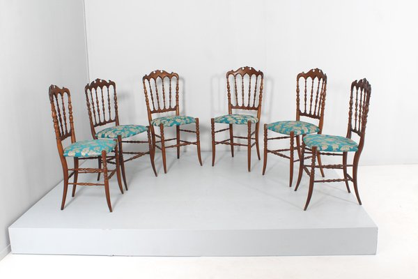 Mid-Century Wood Chairs attributed to Guiseppe Gaetano Descalzi for Fratelli Levaggi, Italy, 1950s, Set of 6-KVF-1789594