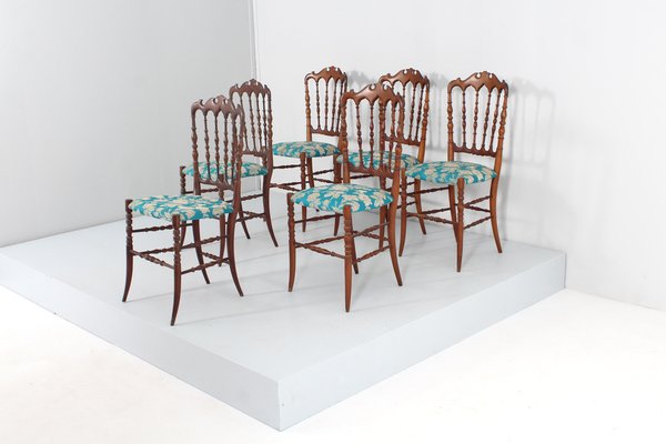 Mid-Century Wood Chairs attributed to Guiseppe Gaetano Descalzi for Fratelli Levaggi, Italy, 1950s, Set of 6-KVF-1789594