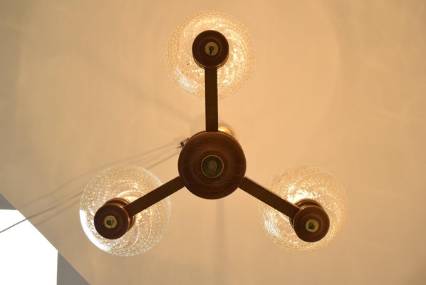 Mid-Century Wood Chandelier, 1970s-TZ-1073264