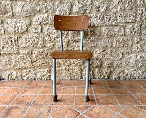 Mid-Century Wood & Metal Children's Chair, 1950s-OJT-847147