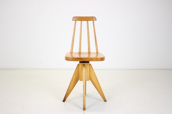 Mid-Century Wood Revolving Chair, Czechoslovakia, 1970s-TZ-1141910