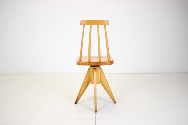 Mid-Century Wood Revolving Chair, Czechoslovakia, 1970s-TZ-1141910