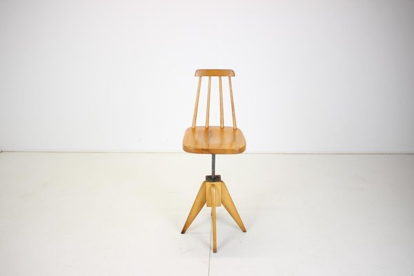 Mid-Century Wood Revolving Chair, Czechoslovakia, 1970s-TZ-1141910