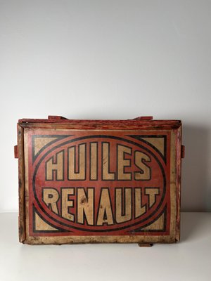 Mid-Century Wooden Box from Huiles Renault-KKG-1351750