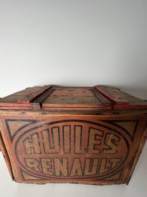 Mid-Century Wooden Box from Huiles Renault-KKG-1351750