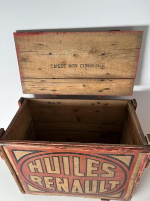 Mid-Century Wooden Box from Huiles Renault-KKG-1351750