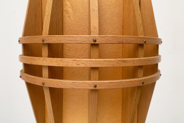 Mid-Century Wooden Cocoon Pendant Lamp-UAH-934823