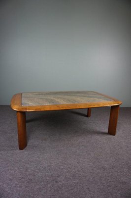 Mid-Century Wooden Coffee Table with Marble Top-HPP-1286094