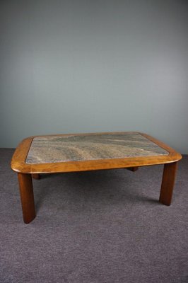 Mid-Century Wooden Coffee Table with Marble Top-HPP-1286094