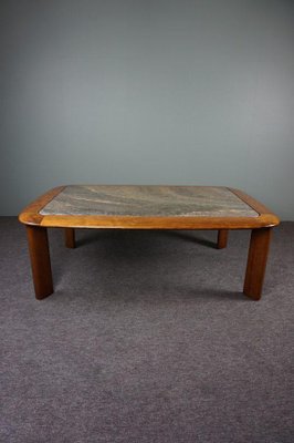 Mid-Century Wooden Coffee Table with Marble Top-HPP-1286094