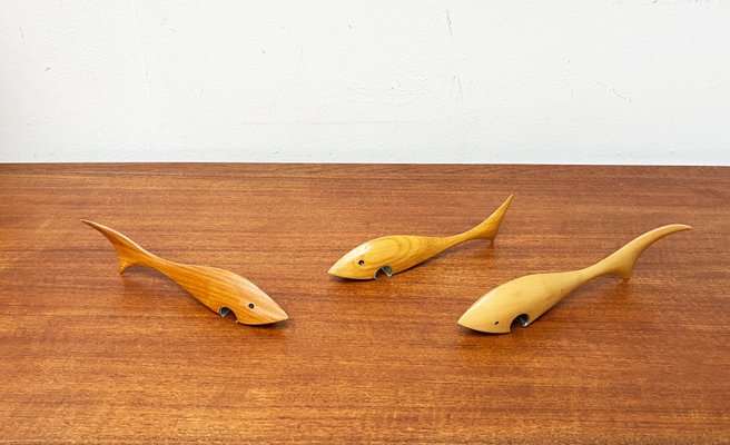 Mid-Century Wooden Fish Bottle Openers, 1960s, Set of 3-UAH-2020660