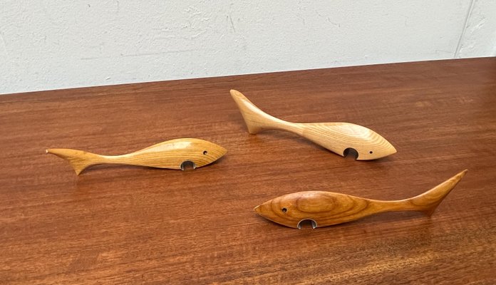 Mid-Century Wooden Fish Bottle Openers, 1960s, Set of 3-UAH-2020660