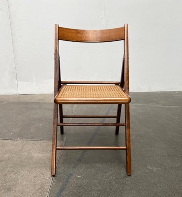 Mid-Century Wooden Folding Chairs with Viennese Wicker Seats, 1960s, Set of 2-UAH-1716577