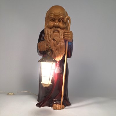 Mid-Century Wooden Monk Lamp by Aldo Tura for Macabo, Italy, 1950s-LYQ-1171800