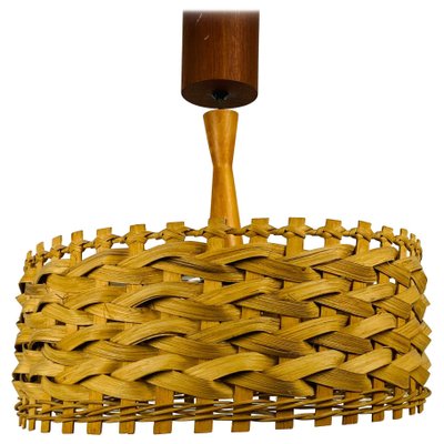 Mid-Century Wooden Pendant Lamp, Sweden, 1960s-PUK-933482