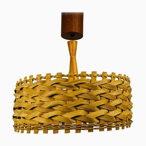 Mid-Century Wooden Pendant Lamp, Sweden, 1960s-PUK-933482