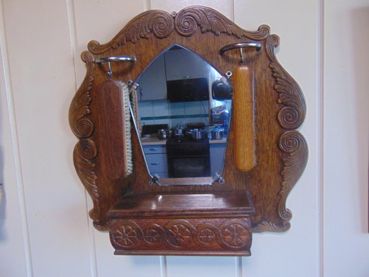 Mid-Century Wooden Rack with Clothes Brushes