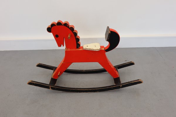 Mid-Century Wooden Rocking Horse-JWH-581160