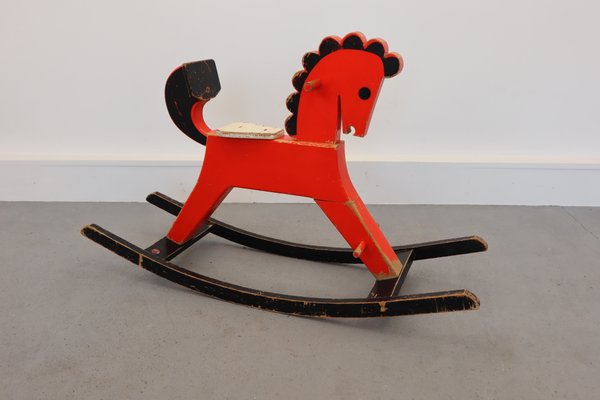 Mid-Century Wooden Rocking Horse-JWH-581160