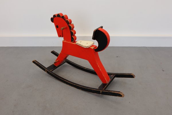 Mid-Century Wooden Rocking Horse-JWH-581160