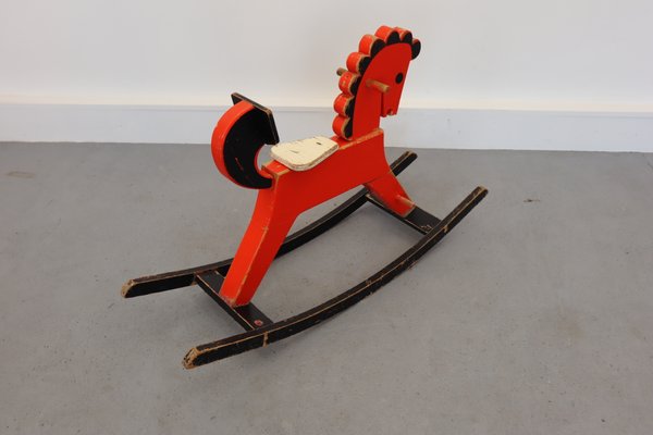 Mid-Century Wooden Rocking Horse-JWH-581160