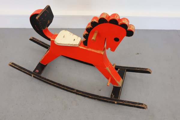 Mid-Century Wooden Rocking Horse-JWH-581160