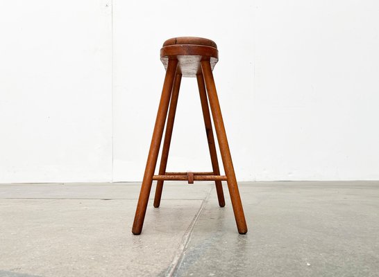 Mid-Century Wooden Shoe Shine Stand Stool, 1950s-UAH-1811389