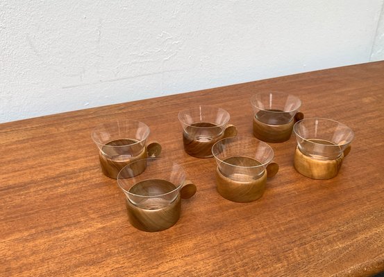 Mid-Century Wooden Tea Glasses, 1960s, Set of 5-UAH-1355308